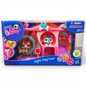 Hasbro Littlest Pet Shop Playful Puppy House #2035 Dachshund Dog #2036 Husky LPS